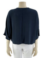 Μπλούζα μονόχρωμη V με δέσιμο μπροστά-μαύρο