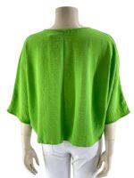 Μπλούζα μονόχρωμη V με δέσιμο μπροστά-λαχανί