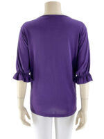 Μπλούζα γυναικεία μονόχρωμη με βολάν-μοβ