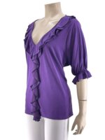 Μπλούζα γυναικεία μονόχρωμη με βολάν-μοβ