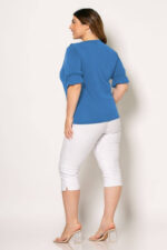 Μπλούζα γυναικεία μονόχρωμη με βολάν-ίντιγκο