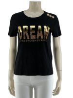 T-shirt μονόχρωμο με στάμπα-μαύρο