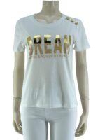 T-shirt μονόχρωμο με στάμπα-λευκό