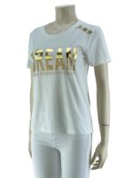 T-shirt μονόχρωμο με στάμπα-λευκό