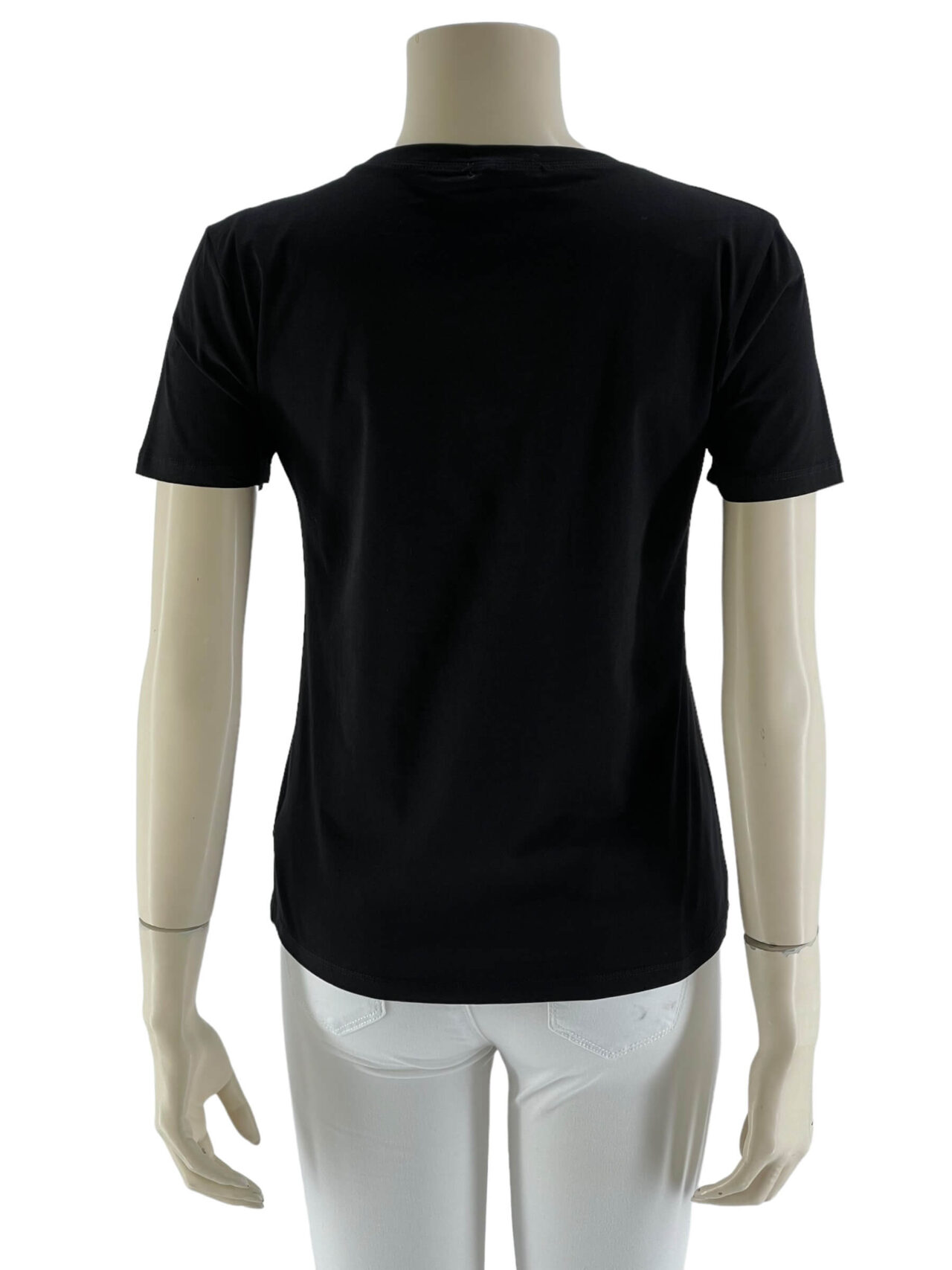 T-shirt μονόχρωμο με στάμπα-μαύρο