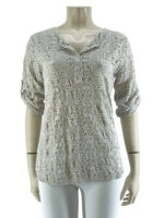 Μπλούζα δαντέλα V ασύμμετρη-μπεζ