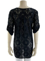 Μπλούζα δαντέλα V ασύμμετρη-μαύρο