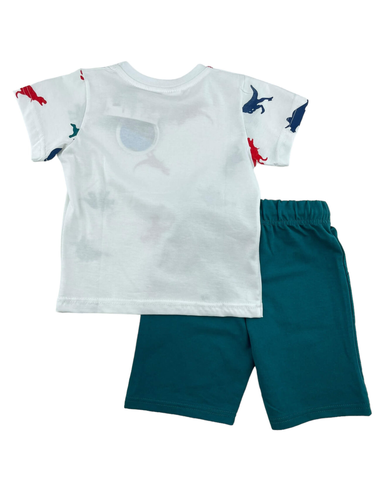 Σετ αγόρι μπλούζα με μοτίβο και βερμούδα μονόχρωμη