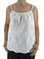 Μπλούζα μπροντερί μονόχρωμη με ραντάκι-λευκό