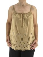 Μπλούζα μπροντερί μονόχρωμη με ραντάκι-μπεζ