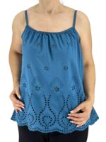 Μπλούζα μπροντερί μονόχρωμη με ραντάκι-πετρόλ