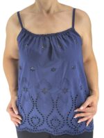 Μπλούζα μπροντερί μονόχρωμη με ραντάκι-ίντιγκο