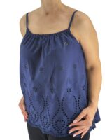 Μπλούζα μπροντερί μονόχρωμη με ραντάκι-ίντιγκο