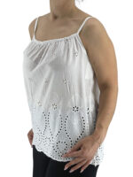 Μπλούζα μπροντερί μονόχρωμη με ραντάκι-λευκό