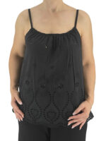 Μπλούζα μπροντερί μονόχρωμη με ραντάκι-μαύρο