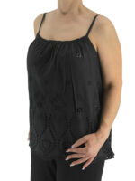 Μπλούζα μπροντερί μονόχρωμη με ραντάκι-μαύρο