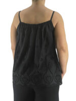 Μπλούζα μπροντερί μονόχρωμη με ραντάκι-μαύρο