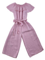 Ολόσωμη φόρμα μονόχρωμη με βολάν και ζωνάκι