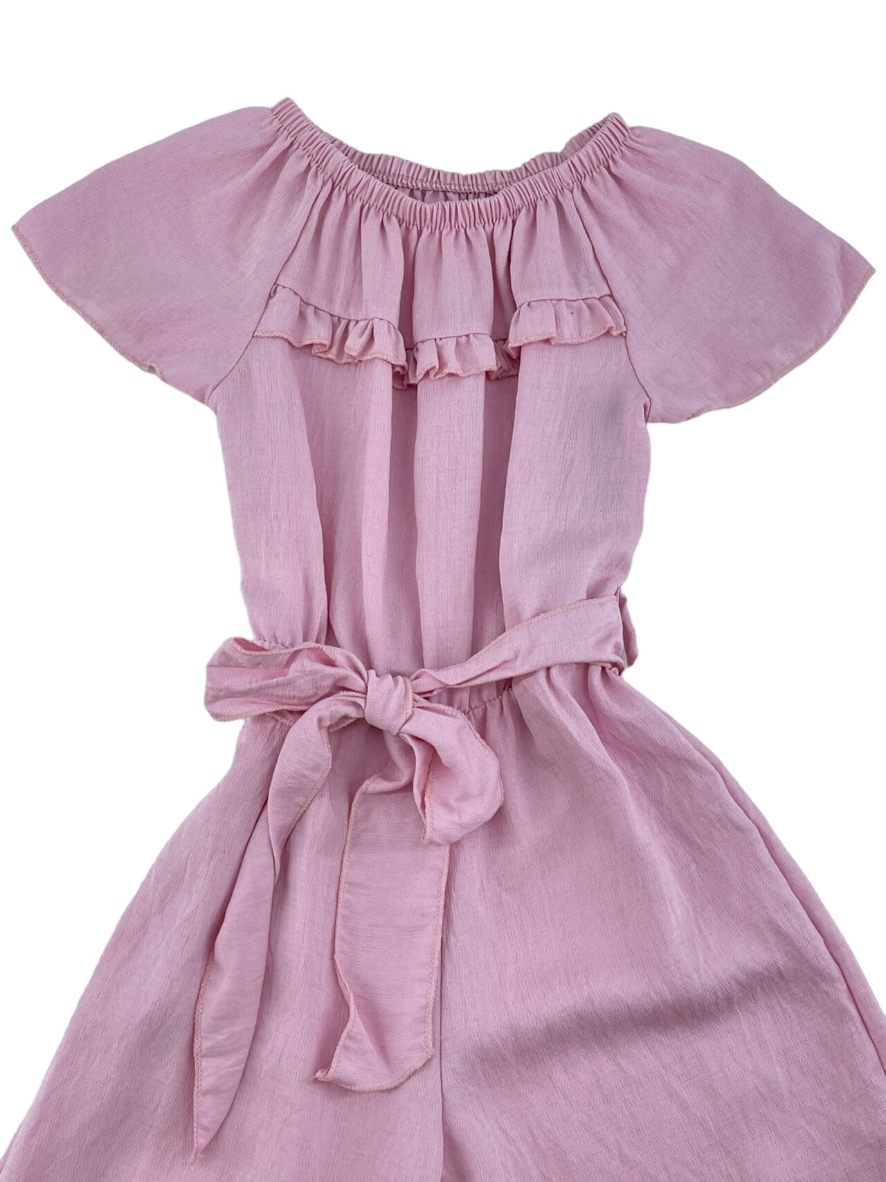 Ολόσωμη φόρμα μονόχρωμη με βολάν και ζωνάκι