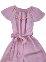 Ολόσωμη φόρμα μονόχρωμη με βολάν και ζωνάκι