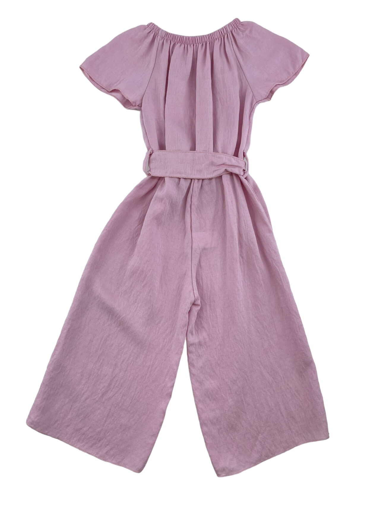 Ολόσωμη φόρμα μονόχρωμη με βολάν και ζωνάκι