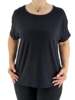 Μπλούζα μονόχρωμη με έξω ώμους-μαύρο