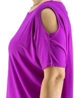 Μπλούζα μονόχρωμη με έξω ώμους-ματζέντα