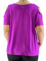 Μπλούζα μονόχρωμη με έξω ώμους-ματζέντα