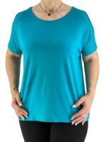 Μπλούζα μονόχρωμη με έξω ώμους-πετρόλ