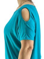 Μπλούζα μονόχρωμη με έξω ώμους-πετρόλ