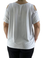 Μπλούζα μονόχρωμη με έξω ώμους-λευκό