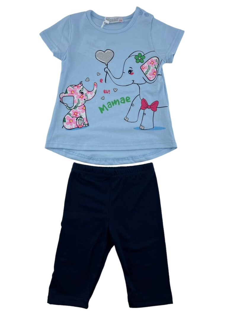 Σετ μπεμπέ κορίτσι μπλούζα με τύπωμα και κολάν κάπρι