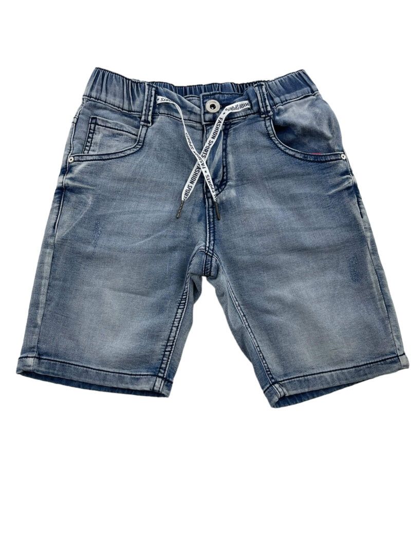 Βερμούδα τζιν ξεβαμμένη με κουμπί και λάστιχο