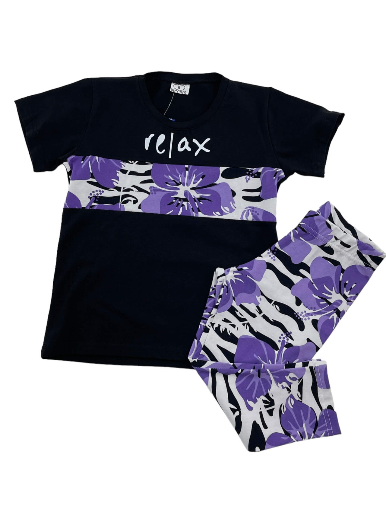 Σετ κορίτσι μπλούζα-κολάν εμπριμέ κάπρι