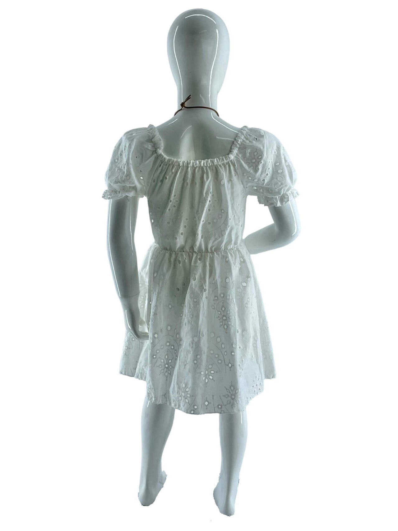 Φόρεμα μπροντερί μονόχρωμο με κολιέ