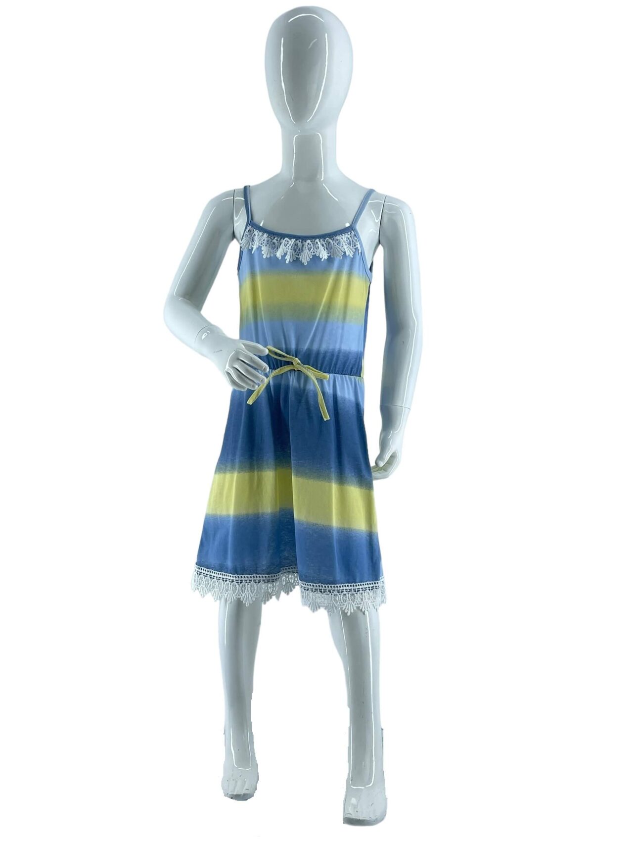 Φόρεμα πολύχρωμο με ραντάκι και δαντέλα