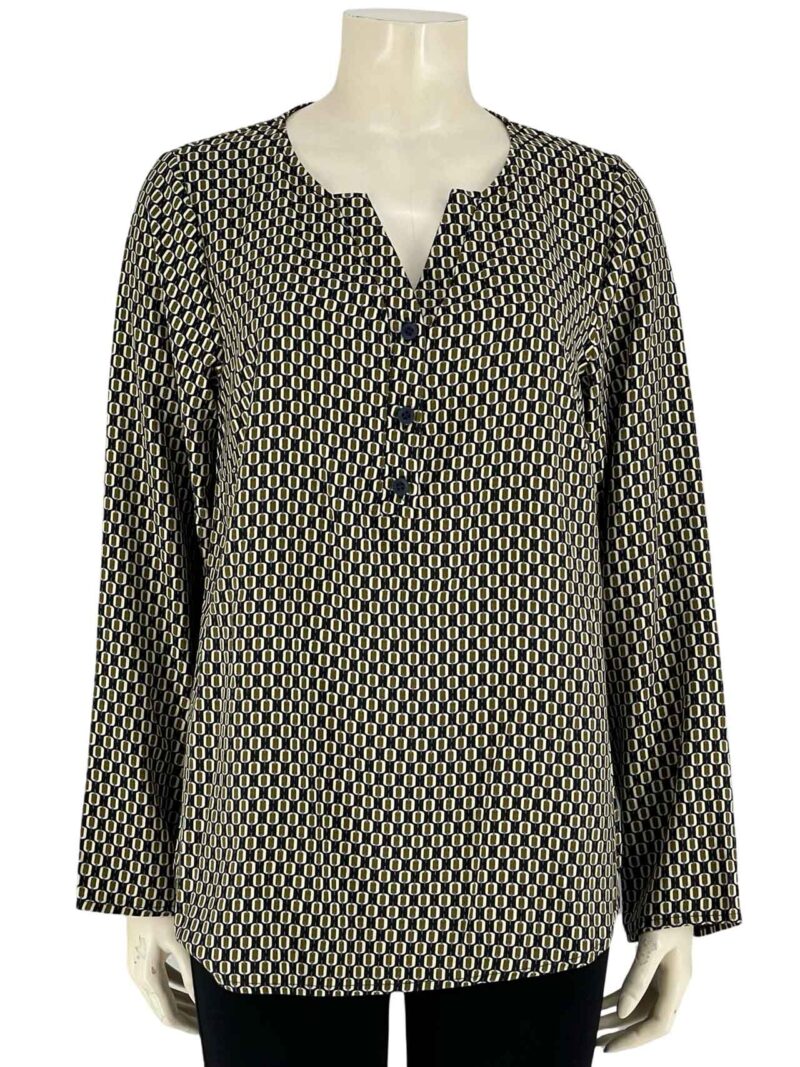 Μπλούζα εμπριμέ λαιμόκοψη V με κουμπάκια κωδ. MB4162