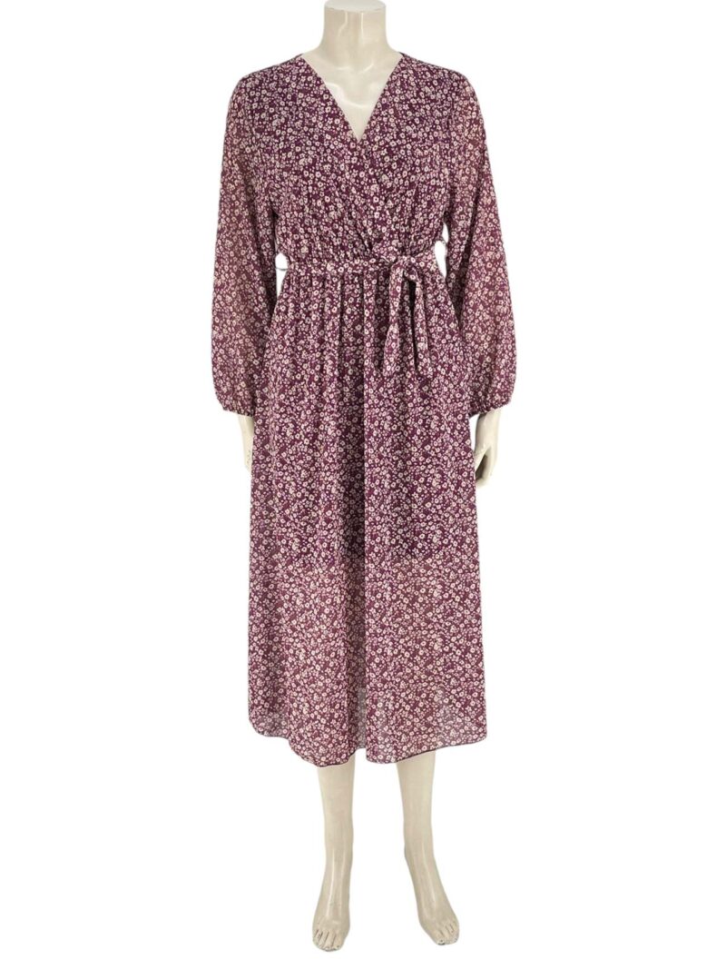 Φόρεμα εμπριμέ midi ζορζέτα με ζωνάκι κωδ. 221980