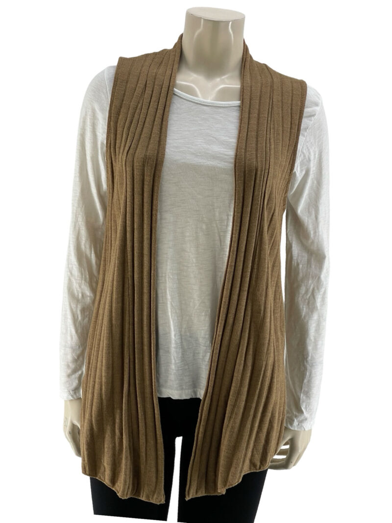 Μπλούζα φλάμα με αμάνικο πλεκτό ριπ κωδ. 923555 ταμπά