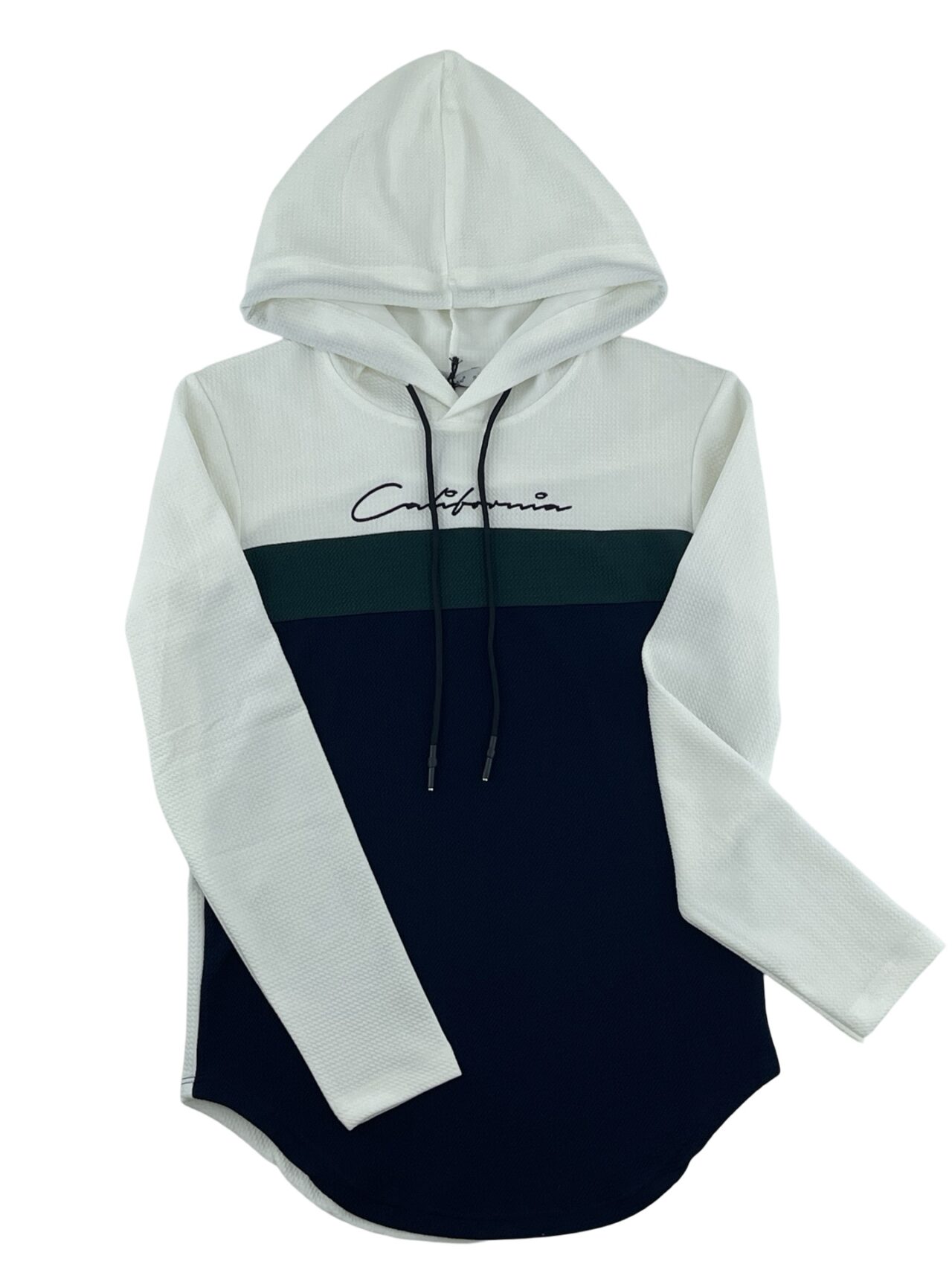 Μπλούζα ανδρική νεανική τρίχρωμη με κουκούλα κωδ. M2018 λευκό-μπλε