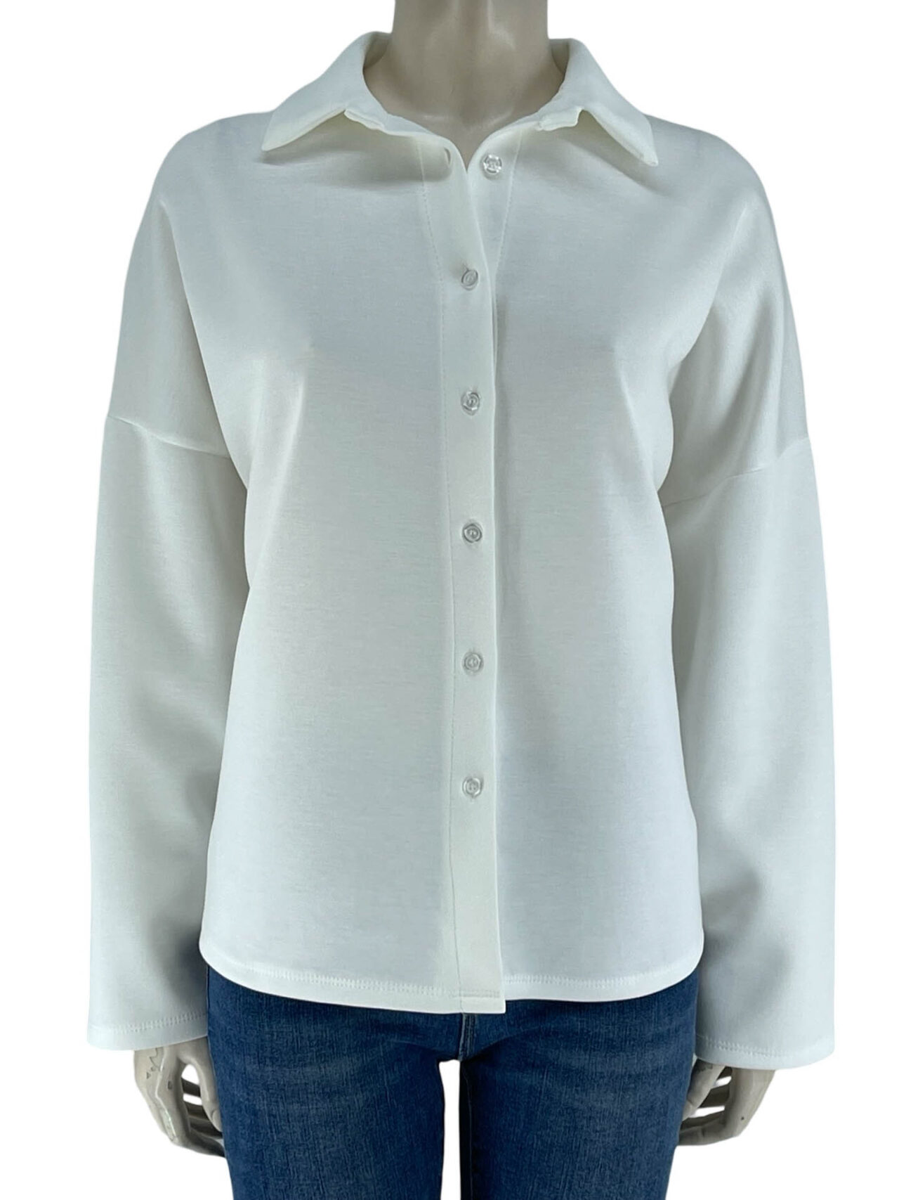 Πουκάμισο μονόχρωμο ελαστικό-λευκό