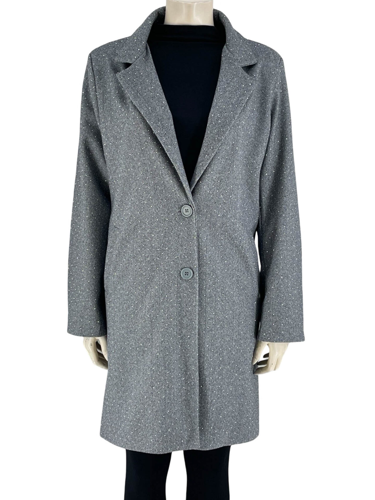 Ημίπαλτο με πέτο γιακά και στρας-γκρι