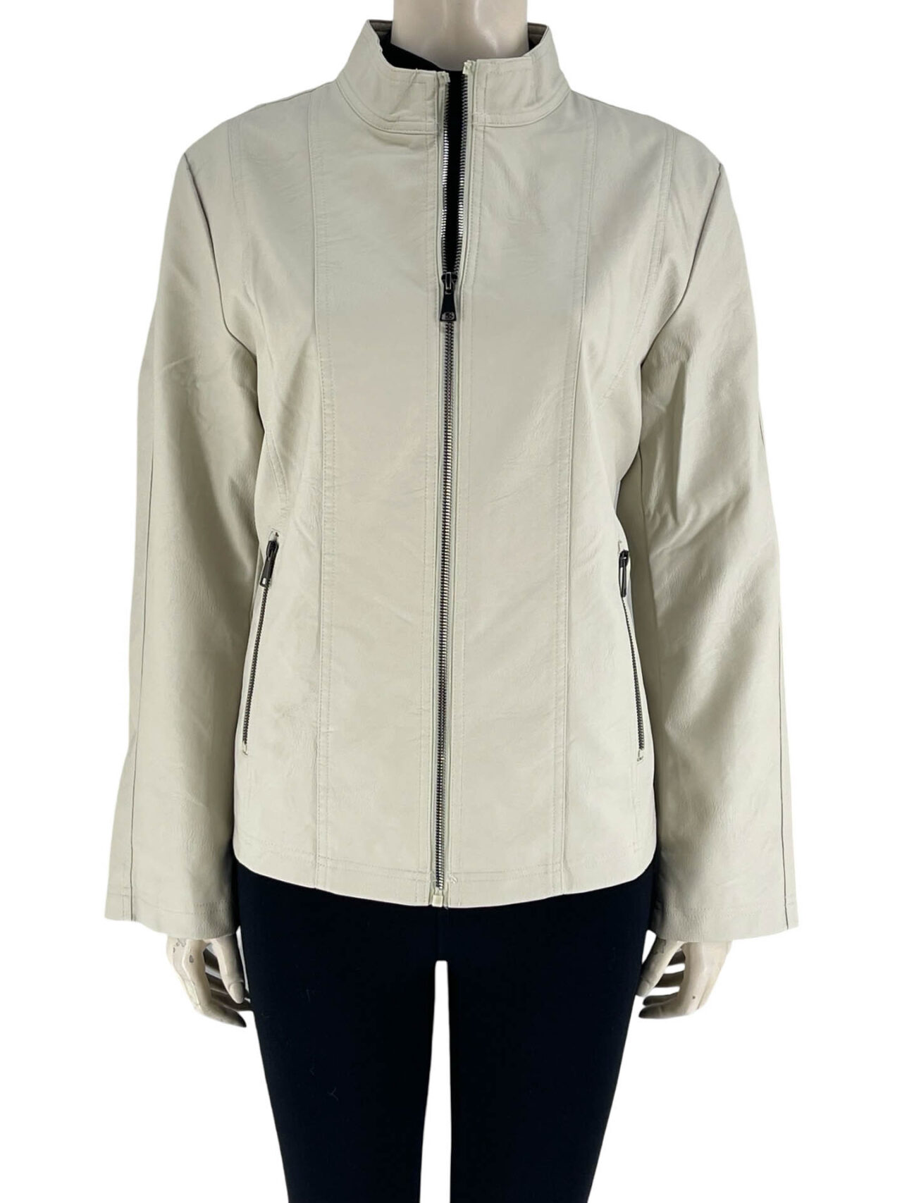 Μπουφάν δερματίνη με μάο γιακά-πάγου