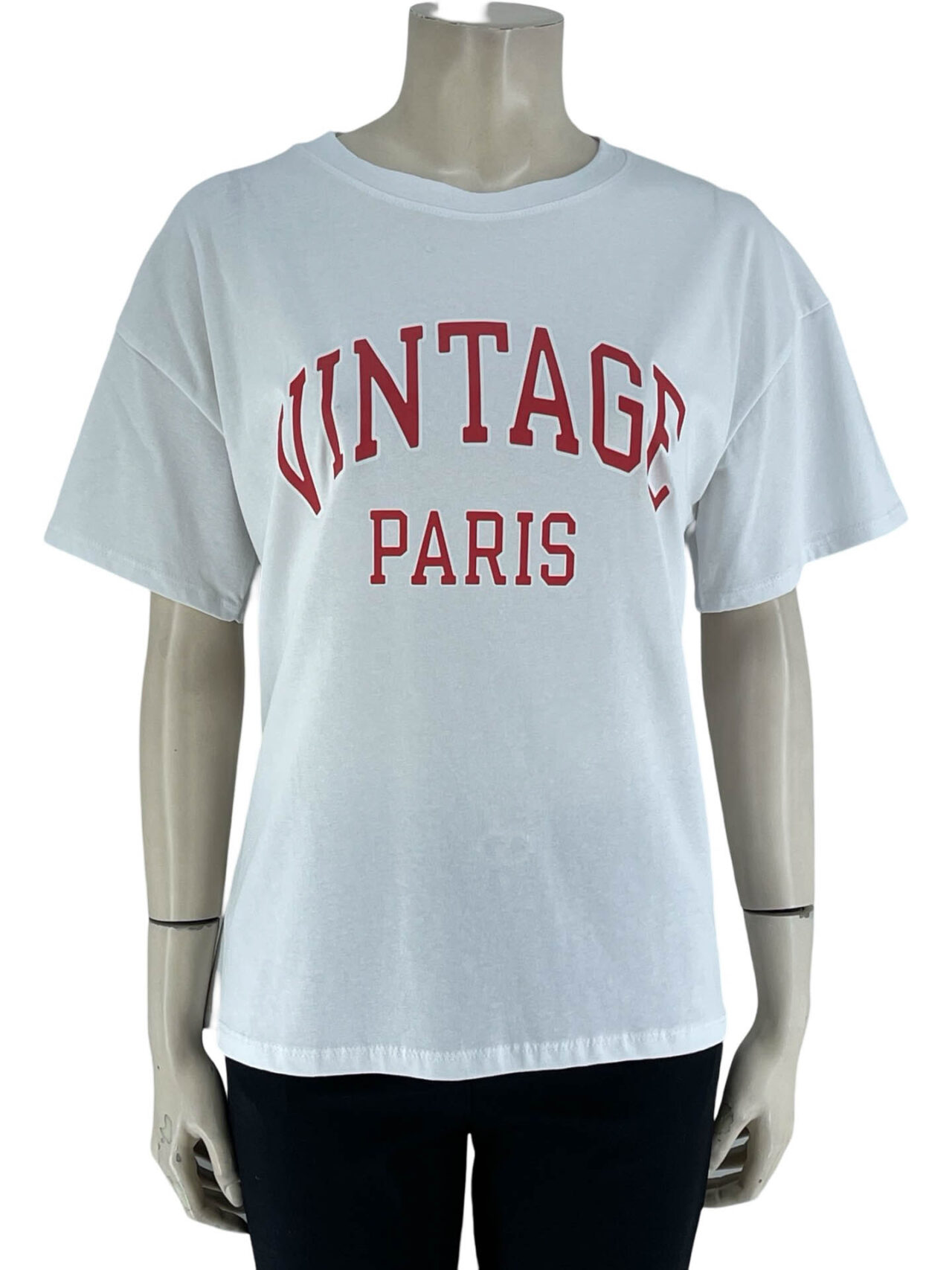 T-shirt μονόχρωμο με στάμπα-3 (λευκό)