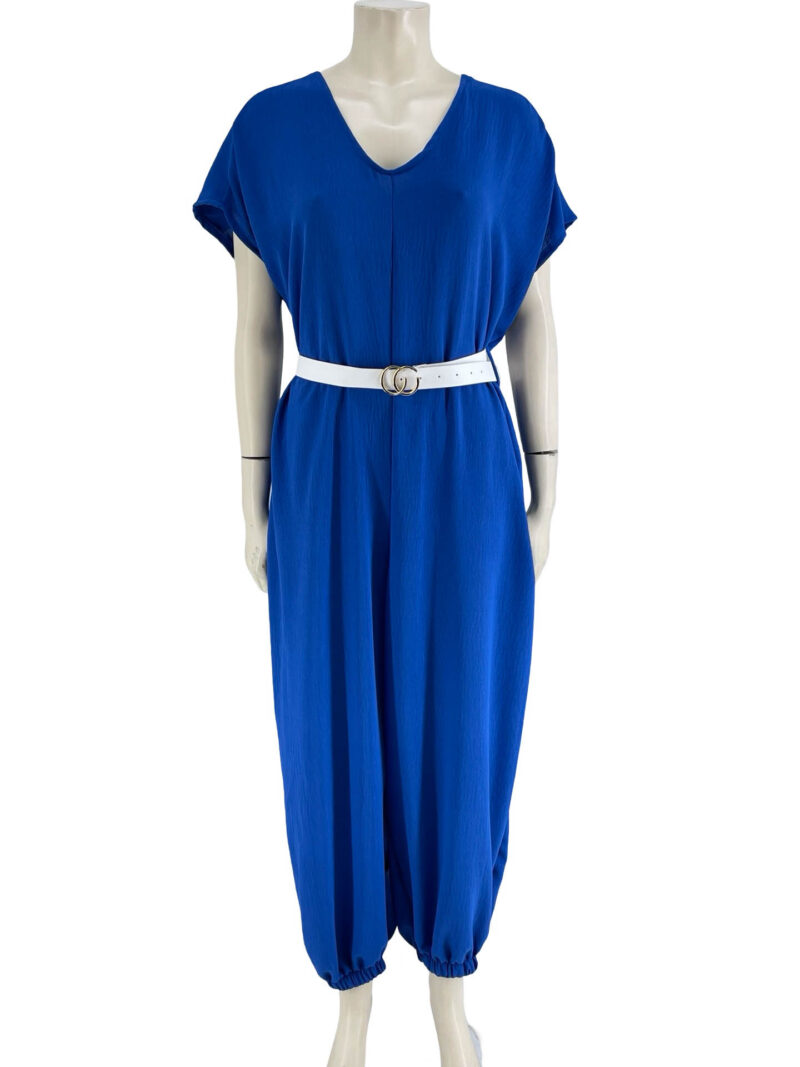 Φόρμα ολόσωμη μονόχρωμη με λάστιχο στο τελείωμα-ρουά