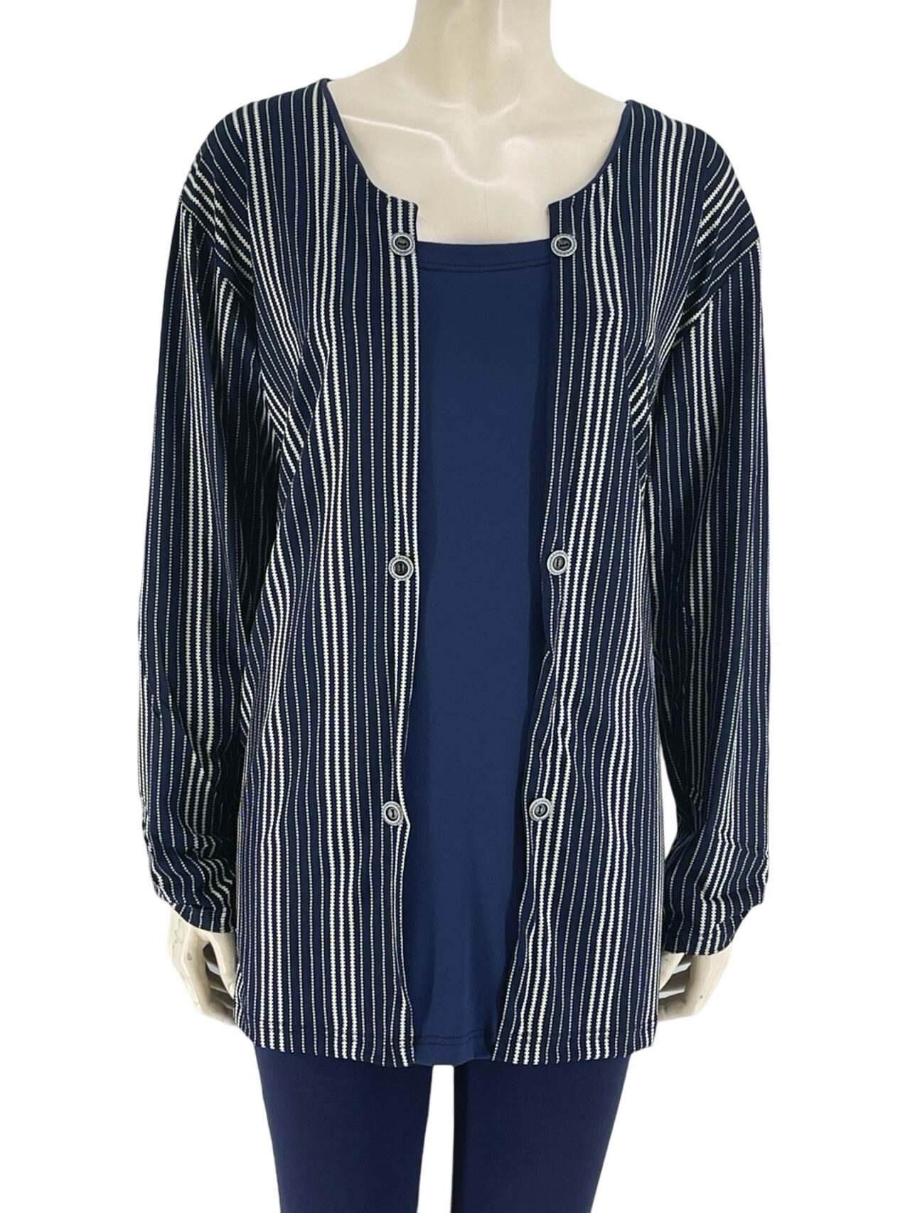 Μπλούζα δίχρωμη με διακοσμητικά κουμπιά-μπλε