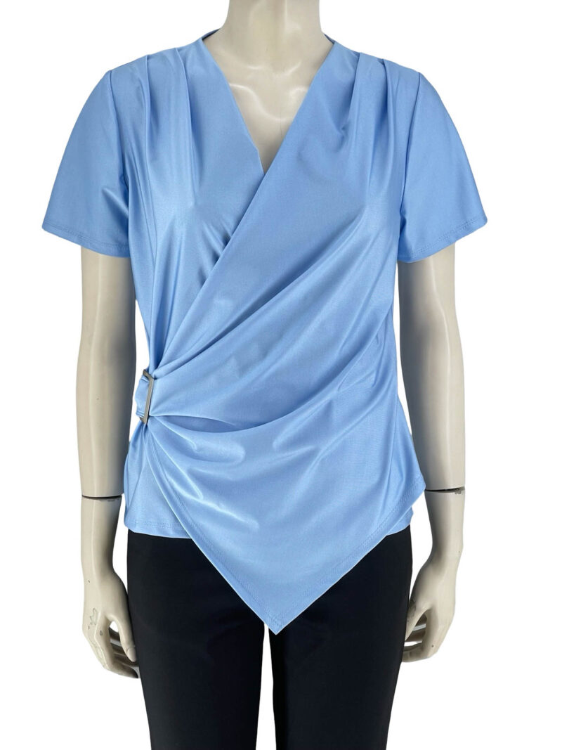 Μπλούζα κρουαζέ μονόχρωμη-σιελ