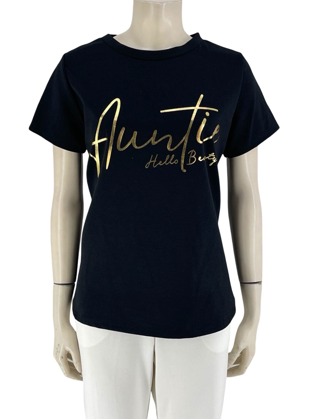 Μπλούζα μονόχρωμη με χρυσό τύπωμα-μαύρο