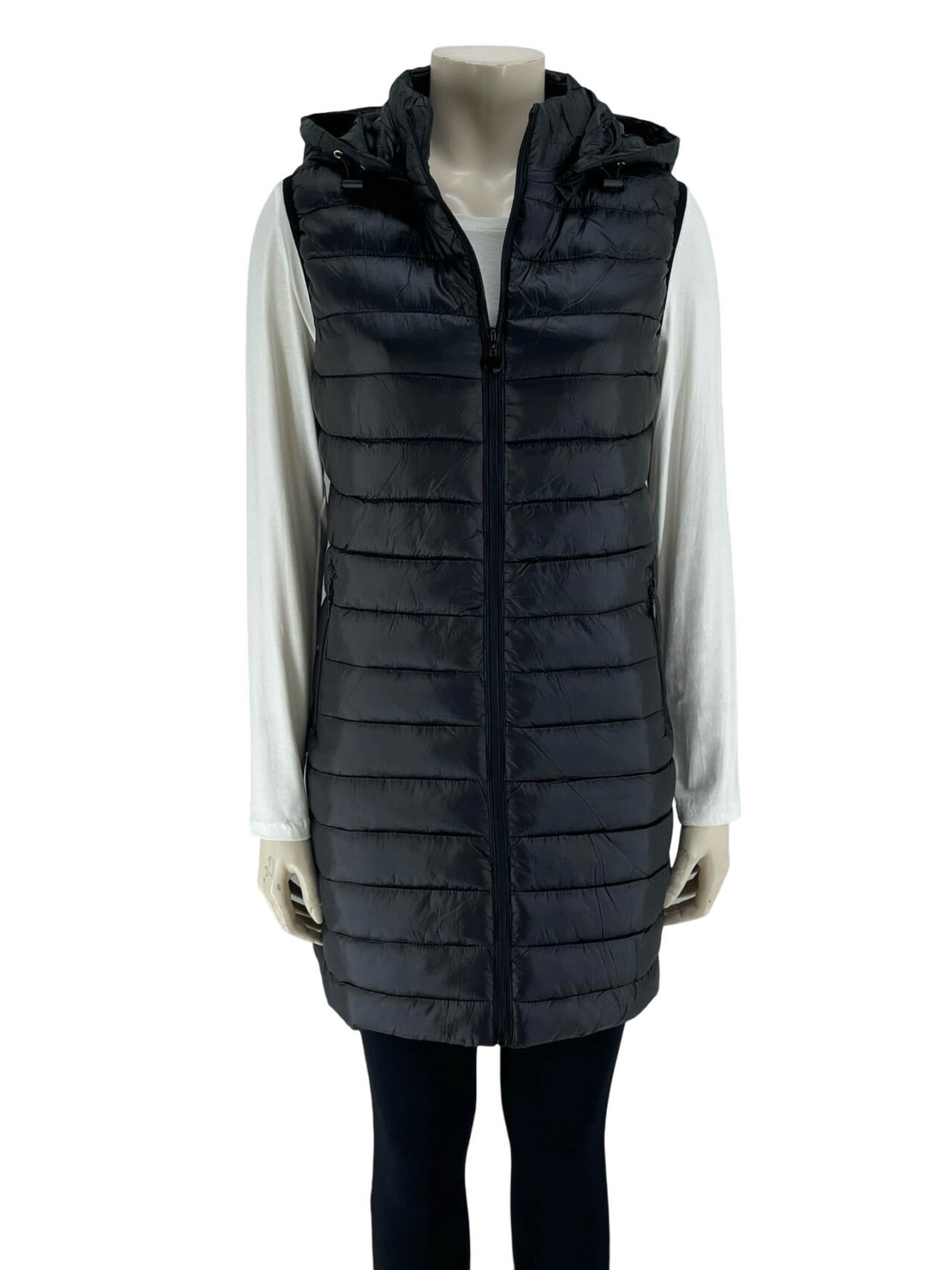 Μπουφάν αμάνικο με αποσπώμενη κουκούλα-μαύρο