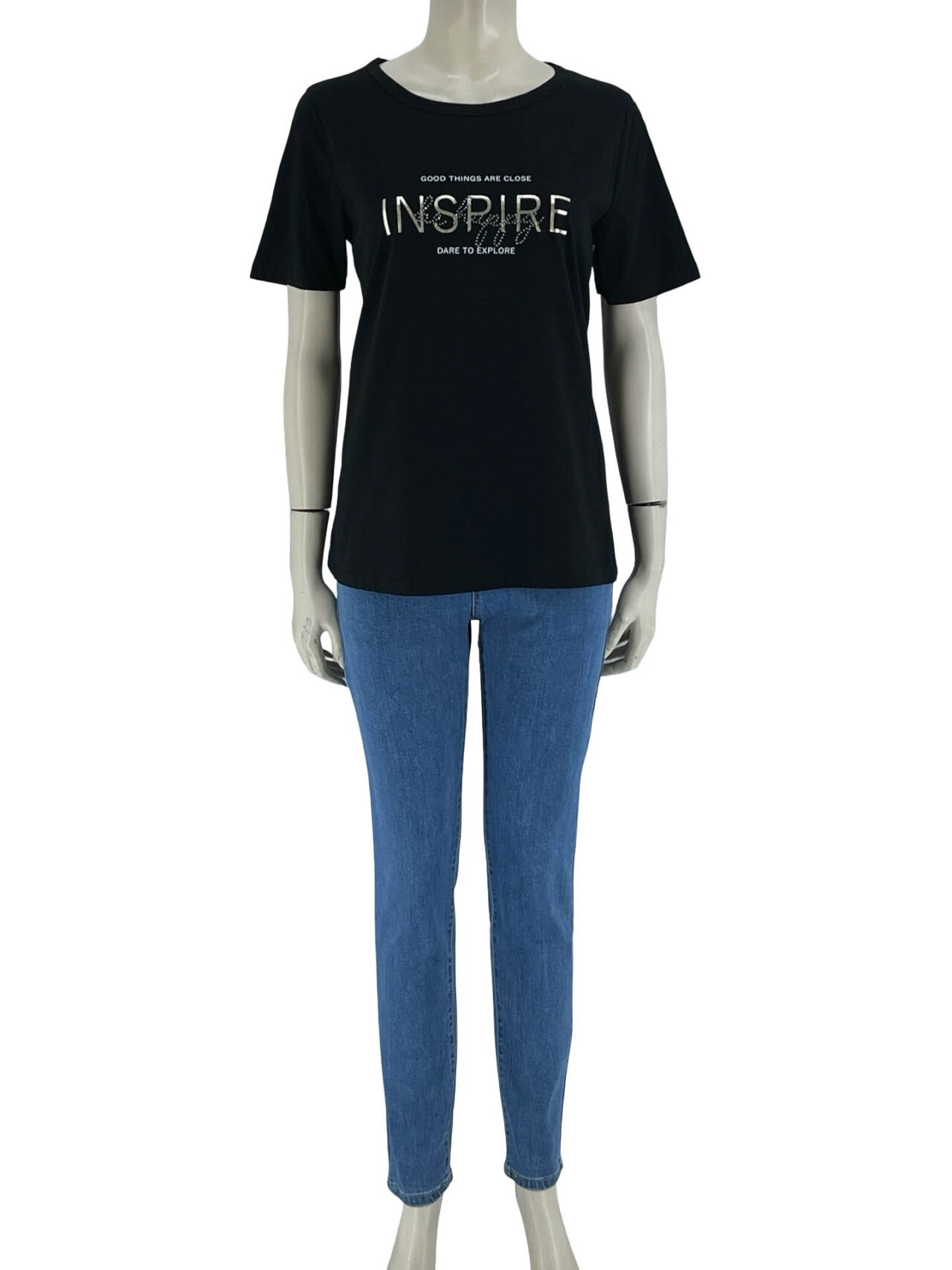 Μπλούζα γυναικεία βαμβακερή με τύπωμα-μαύρο